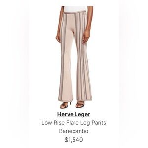 Herve Leger Women's Flare Pants - Cream and Black Stripes